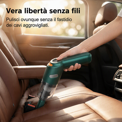 Aspirapolvere portatile senza fili 🚗🏠💨 leggero e senza cavi, con forte aspirazione e filtro lavabile, usa gli ugelli intercambiabili per pulire auto e scrivanie senza sforzo e terminare la pulizia velocemente.