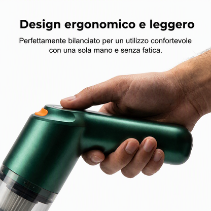 Aspirapolvere portatile senza fili 🚗🏠💨 leggero e senza cavi, con forte aspirazione e filtro lavabile, usa gli ugelli intercambiabili per pulire auto e scrivanie senza sforzo e terminare la pulizia velocemente.