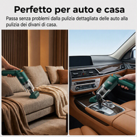 Aspirapolvere portatile senza fili 🚗🏠💨 leggero e senza cavi, con forte aspirazione e filtro lavabile, usa gli ugelli intercambiabili per pulire auto e scrivanie senza sforzo e terminare la pulizia velocemente.