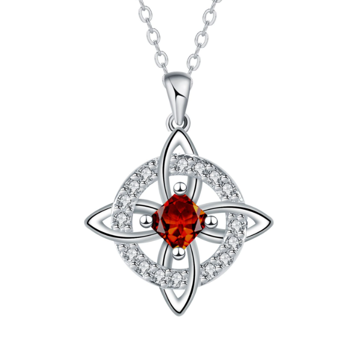 💎Collana con Ciondolo Scintillante per Donna | Nodo Celtico Simbolo di Amore Eterno 💞 | Zircone Cubico Scintillante ✨ | Catena Regolabile 45 + 5 cm 📏 | 12 Mesi e Colori 🎨