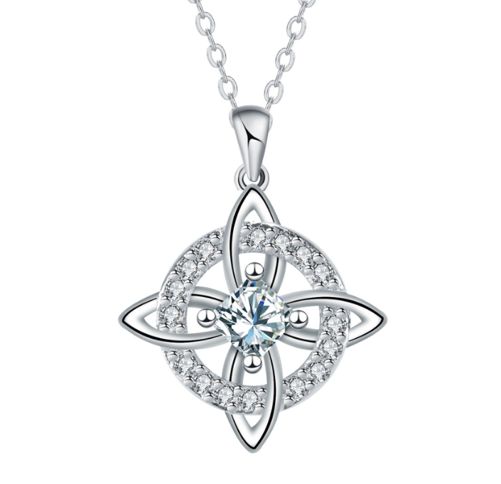 💎Collana con Ciondolo Scintillante per Donna | Nodo Celtico Simbolo di Amore Eterno 💞 | Zircone Cubico Scintillante ✨ | Catena Regolabile 45 + 5 cm 📏 | 12 Mesi e Colori 🎨