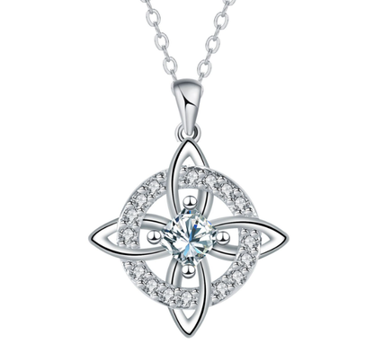 💎Collana con Ciondolo Scintillante per Donna | Nodo Celtico Simbolo di Amore Eterno 💞 | Zircone Cubico Scintillante ✨ | Catena Regolabile 45 + 5 cm 📏 | 12 Mesi e Colori 🎨