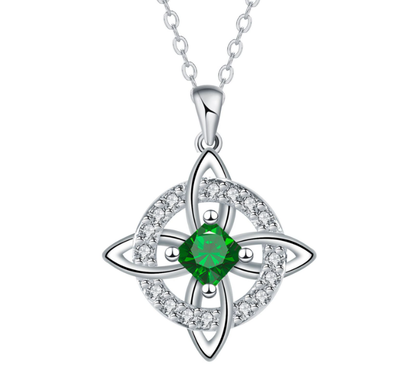 💎Collana con Ciondolo Scintillante per Donna | Nodo Celtico Simbolo di Amore Eterno 💞 | Zircone Cubico Scintillante ✨ | Catena Regolabile 45 + 5 cm 📏 | 12 Mesi e Colori 🎨
