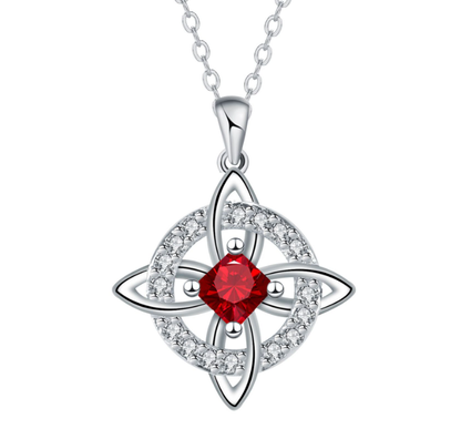 💎Collana con Ciondolo Scintillante per Donna | Nodo Celtico Simbolo di Amore Eterno 💞 | Zircone Cubico Scintillante ✨ | Catena Regolabile 45 + 5 cm 📏 | 12 Mesi e Colori 🎨
