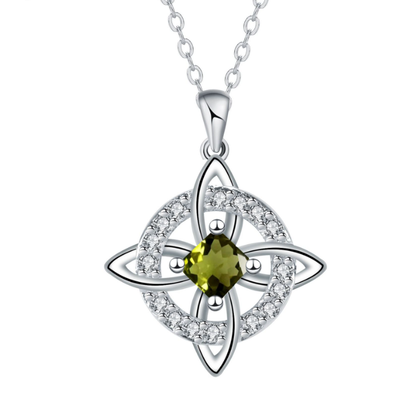 💎Collana con Ciondolo Scintillante per Donna | Nodo Celtico Simbolo di Amore Eterno 💞 | Zircone Cubico Scintillante ✨ | Catena Regolabile 45 + 5 cm 📏 | 12 Mesi e Colori 🎨