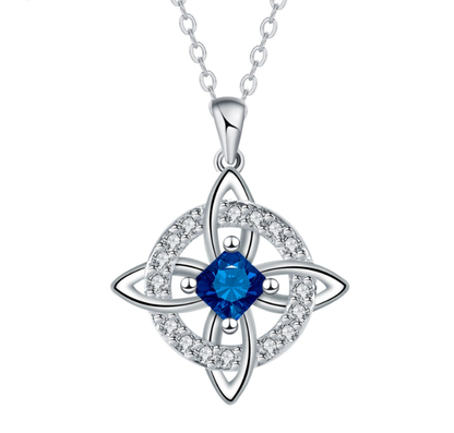 💎Collana con Ciondolo Scintillante per Donna | Nodo Celtico Simbolo di Amore Eterno 💞 | Zircone Cubico Scintillante ✨ | Catena Regolabile 45 + 5 cm 📏 | 12 Mesi e Colori 🎨