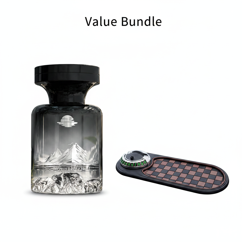 Profumo per auto con design montano ⛰️🚗✨ Bottiglia decorativa con paesaggio montano, estratti vegetali naturali, neutralizza gli odori e diffonde una fragranza persistente per rendere ogni viaggio piacevole.