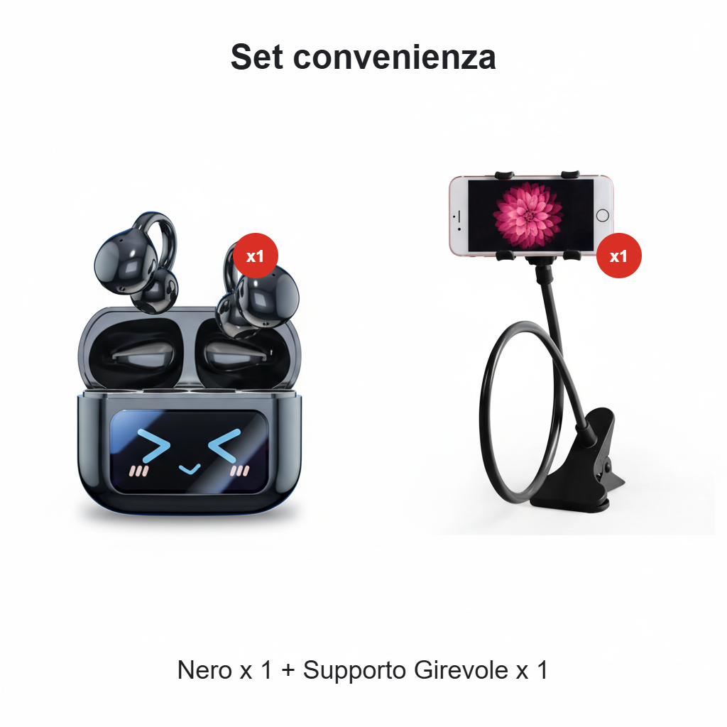 🎧 60% DI SCONTO! 🌐 Auricolari Clip-on Bluetooth V6.0 con Schermo a Colori – Traduzione 134 Lingue, Impermeabili & 40h Autonomia 💧