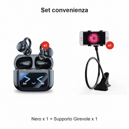 🎧 60% DI SCONTO! 🌐 Auricolari Clip-on Bluetooth V6.0 con Schermo a Colori – Traduzione 134 Lingue, Impermeabili & 40h Autonomia 💧