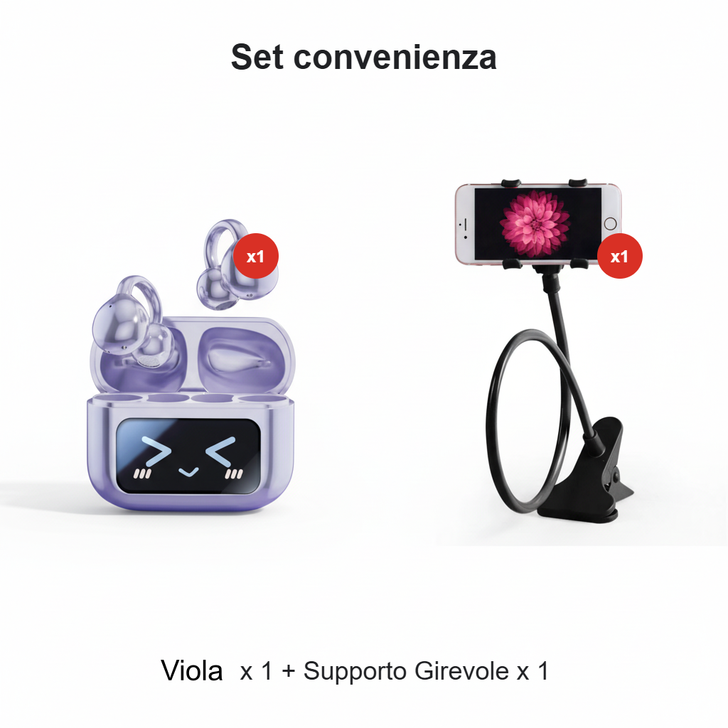 🎧 60% DI SCONTO! 🌐 Auricolari Clip-on Bluetooth V6.0 con Schermo a Colori – Traduzione 134 Lingue, Impermeabili & 40h Autonomia 💧