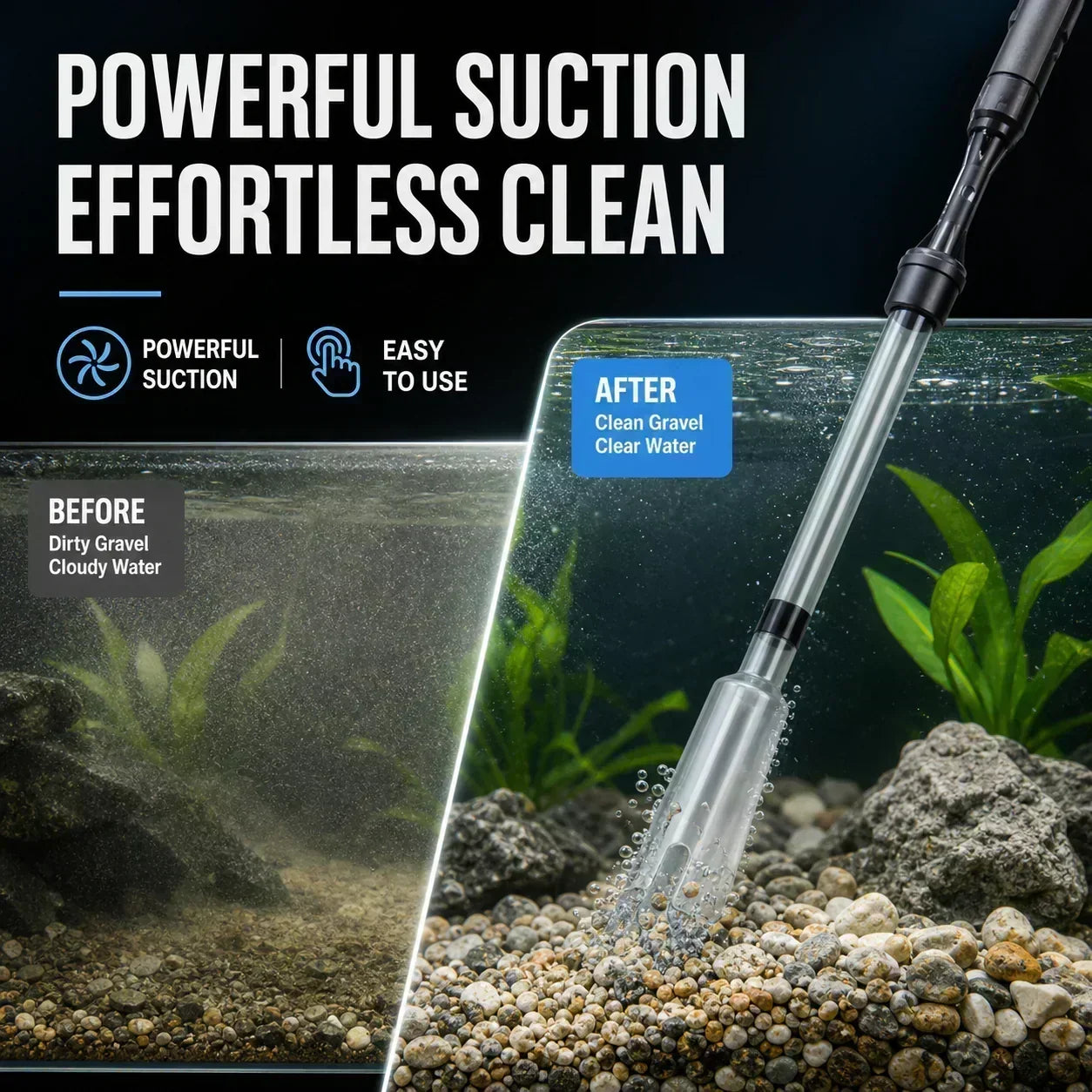 🐠 50% SCONTO! 🔥 Pulitore Elettrico per Ghiaia per Acquario – Pulizia Senza Sforzo di Ghiaia e Substrato – Aspira Sporco, Residui di Cibo e Depositi – Ideale per Acquari d'Acqua Dolce e Salata – Risparmia Tempo e Preserva la Qualità dell'Acqua