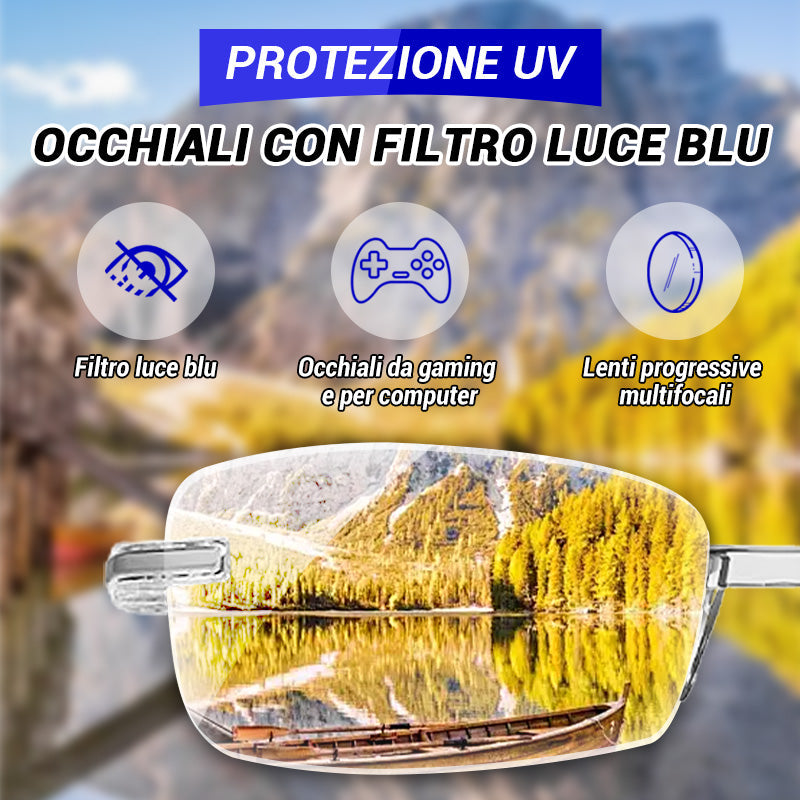 Occhiali da Lettura a Doppio Uso con Lenti in Zaffiro ad Alta Durezza e Protezione Luce Blu