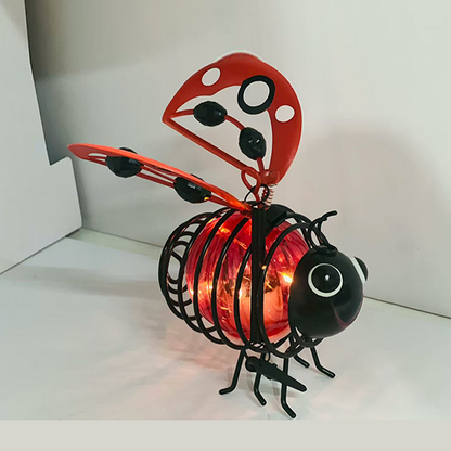 🐝 Enfeite Solar de Jardim em Metal – Decoração Criativa com Luz Quente e Design Encantador para Área Externa