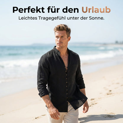👕 40 % reduziert!🌊Herren-Freizeithemd mit Stehkragen und langen Ärmeln
