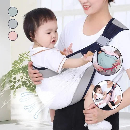Fascia Porta-Bambino 🎒🌬️⚖️ Leggera e traspirante, distribuisce uniformemente il peso del bambino, con fibbia facile da usare per indossarla velocemente e mantenere le mani libere durante passeggiate e commissioni.