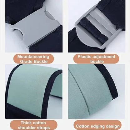 Fascia Porta-Bambino 🎒🌬️⚖️ Leggera e traspirante, distribuisce uniformemente il peso del bambino, con fibbia facile da usare per indossarla velocemente e mantenere le mani libere durante passeggiate e commissioni.