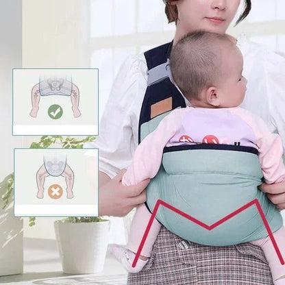 Fascia Porta-Bambino 🎒🌬️⚖️ Leggera e traspirante, distribuisce uniformemente il peso del bambino, con fibbia facile da usare per indossarla velocemente e mantenere le mani libere durante passeggiate e commissioni.