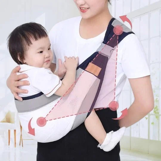 Fascia Porta-Bambino 🎒🌬️⚖️ Leggera e traspirante, distribuisce uniformemente il peso del bambino, con fibbia facile da usare per indossarla velocemente e mantenere le mani libere durante passeggiate e commissioni.