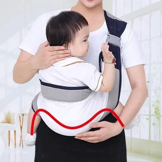 Fascia Porta-Bambino 🎒🌬️⚖️ Leggera e traspirante, distribuisce uniformemente il peso del bambino, con fibbia facile da usare per indossarla velocemente e mantenere le mani libere durante passeggiate e commissioni.