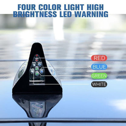 🦈 Luce LED Solare a Pinna di Squalo per Auto 🚗 | Sensore Vibrazione e 8 LED Lampeggianti a 4 Colori 💡 | Ricarica Solare Anticollisione, Fissaggio Adesivo senza Cavi ⚡
