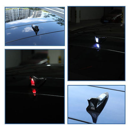 🦈 Luce LED Solare a Pinna di Squalo per Auto 🚗 | Sensore Vibrazione e 8 LED Lampeggianti a 4 Colori 💡 | Ricarica Solare Anticollisione, Fissaggio Adesivo senza Cavi ⚡