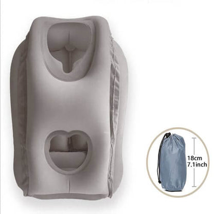 Cuscino da viaggio gonfiabile ✈️🚞😴 Tessuto floccato morbido e valvola larga per gonfiaggio veloce, offre supporto ergonomico al collo su voli, treno o in ufficio, per riposare senza dolori cervicali.