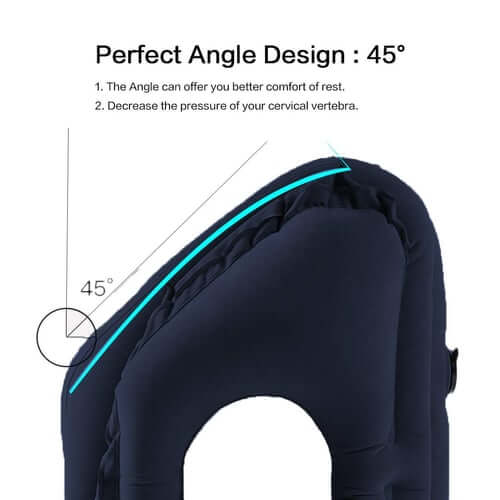 Cuscino da viaggio gonfiabile ✈️🚞😴 Tessuto floccato morbido e valvola larga per gonfiaggio veloce, offre supporto ergonomico al collo su voli, treno o in ufficio, per riposare senza dolori cervicali.