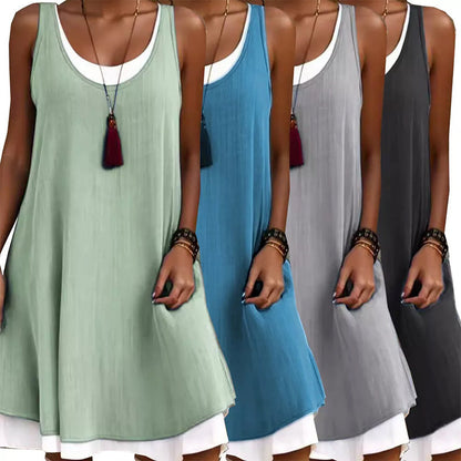 ✨Vestito Lungo da Donna Finto Due Pezzi Senza Maniche