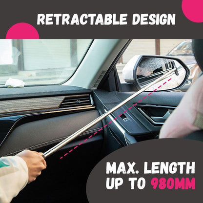 🚗 Tergicristallo Telescopico per Specchietti Auto 🌧️ | Asta Estensibile fino a 98cm e Testina in Gomma Multistrato 🪟 | Rimozione Rapida Acqua e Pioggia, Guida Sicura ✨