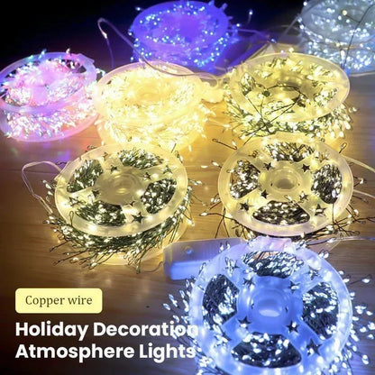 Luce decorativa LED USB in filo di rame 🎄💐🔋 Il filo di rame flessibile si piega in ogni forma, otto effetti luminosi, basso consumo, installabile ovunque per creare ambienti con atmosfera cinematografica nelle serate tranquille.