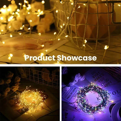 Luce decorativa LED USB in filo di rame 🎄💐🔋 Il filo di rame flessibile si piega in ogni forma, otto effetti luminosi, basso consumo, installabile ovunque per creare ambienti con atmosfera cinematografica nelle serate tranquille.
