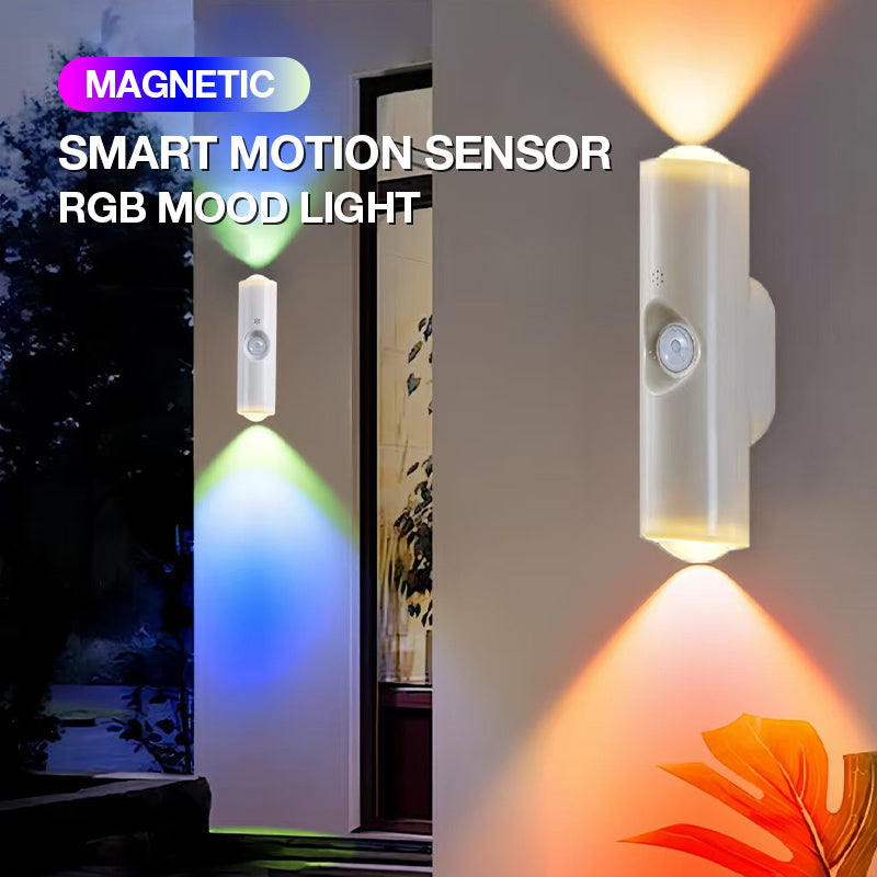 Luce Atmosferica RGB Intelligente Magnetica 🎨🚶🔋 , si installa senza fori e si riposiziona facilmente, con sensore di movimento, permette di modificare l’illuminazione decorativa per adattare lo spazio al proprio gusto.