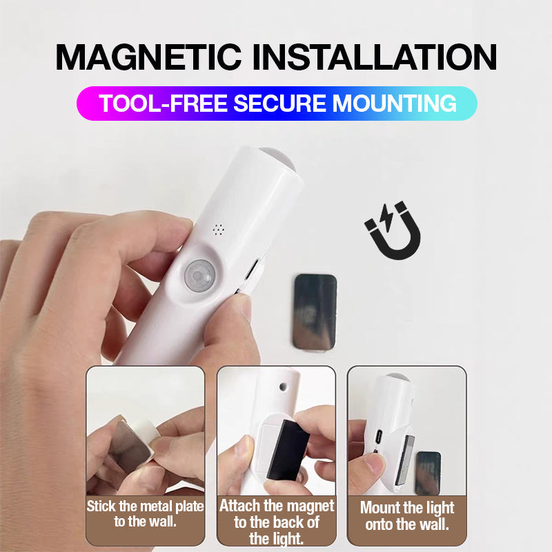 Luce Atmosferica RGB Intelligente Magnetica 🎨🚶🔋 , si installa senza fori e si riposiziona facilmente, con sensore di movimento, permette di modificare l’illuminazione decorativa per adattare lo spazio al proprio gusto.