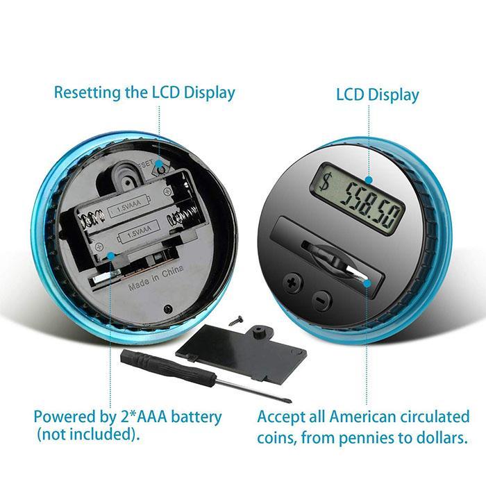 🏦💰 Barattolo Contasoldi Automatico Digitale per Monete – Conteggio & Display LCD, 3 Valute: Euro, Dollaro & Sterlina – Il Tuo Assistente Risparmio Intelligente ✨📊