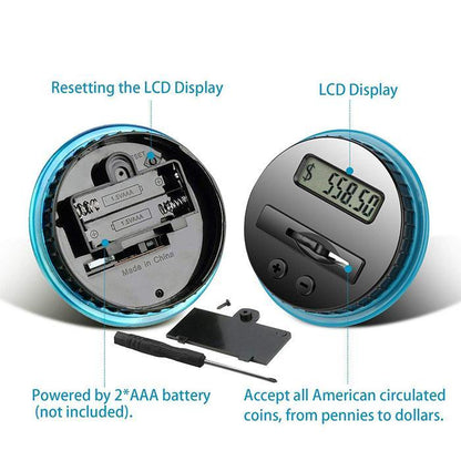 🏦💰 Barattolo Contasoldi Automatico Digitale per Monete – Conteggio & Display LCD, 3 Valute: Euro, Dollaro & Sterlina – Il Tuo Assistente Risparmio Intelligente ✨📊