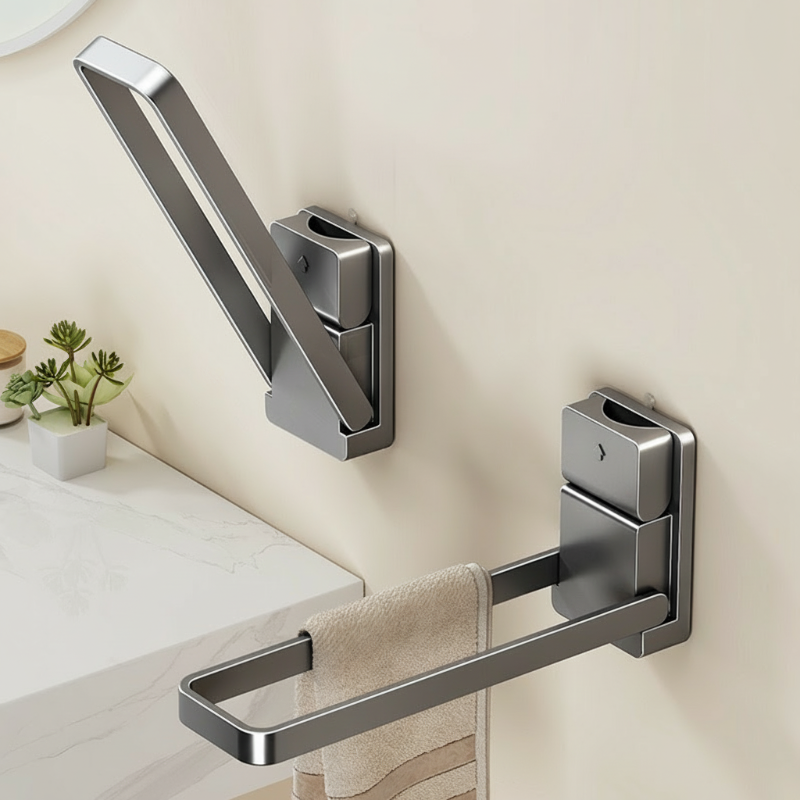 🛁🧺 Portasciugamani pieghevole con ventosa｜Senza fori, ventosa forte, design pieghevole salvaspazio, resistente alla ruggine, adatto per bagno e cucina✨