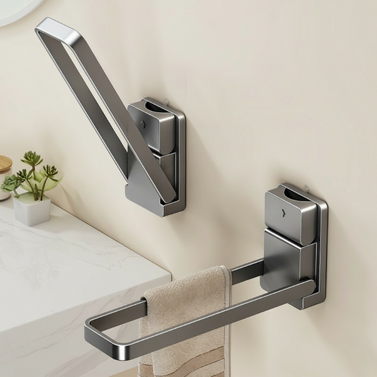 🛁🧺 Portasciugamani pieghevole con ventosa｜Senza fori, ventosa forte, design pieghevole salvaspazio, resistente alla ruggine, adatto per bagno e cucina✨