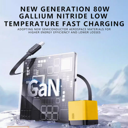 ✨⚡ Caricabatterie GaN 3 in 1, caricabatterie rapido da 65 W per smartphone con cavo Type-C e 2 porte USB
