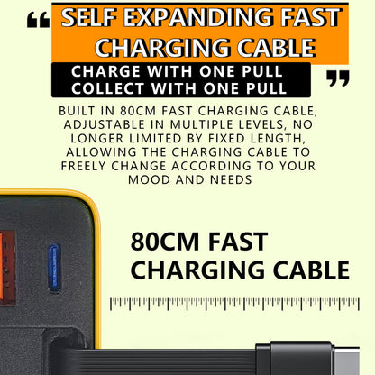 ✨⚡ Caricabatterie GaN 3 in 1, caricabatterie rapido da 65 W per smartphone con cavo Type-C e 2 porte USB