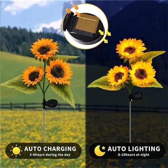 🌻SCONTO 50% ORA! Luci Solari a Girasole per Giardino – Fiore Solare Realistico IP65 Resistente alle Intemperie, Lampada Decorativa da Esterno per Cortile, Vialetto, Patio e Decorazione Giardino