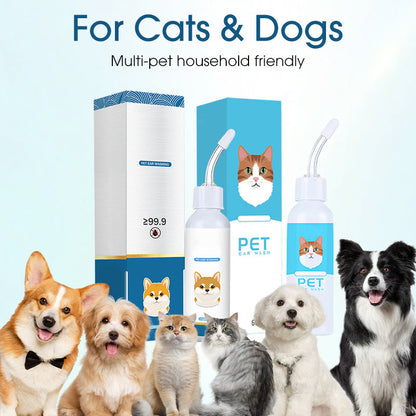 Soluzione detergente per le orecchie per cani e gatti 👂🌿🩹 Con formula botanica priva di antibiotici e punta silicone morbida, scioglie il cerume e lenisce prurito e rossore, mantiene le orecchie del pet pulite e confortevoli.