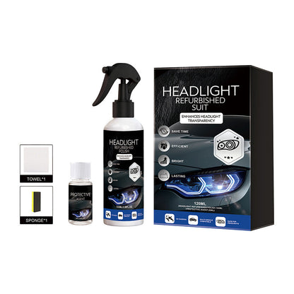 ⏰Kit Restauratore Fari Auto 💡🧴⏱️ Spray restauratore da 100 ml e agente protettivo UV da 20 ml, formula senza abrasivi, ripristina la trasparenza dei fari opachi in pochi minuti per una migliore visibilità notturna.