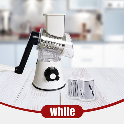 Grattugia rotante 3-in-1 per verdure e formaggio 🥄Testine intercambiabili｜⚡Lavorazione veloce｜🧹Pulizia semplice. Le tre testine tagliano gli ingredienti, la rotazione riduce lo sforzo e le parti smontabili si lavano rapidamente.