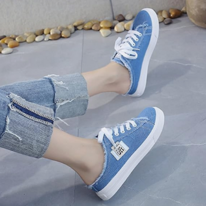 👟SCONTO DEL 50% ORA! 👖 Scarpe da ginnastica mule in denim da donna: facili da indossare, con suola comoda e perfette per un look estivo casual ☀️