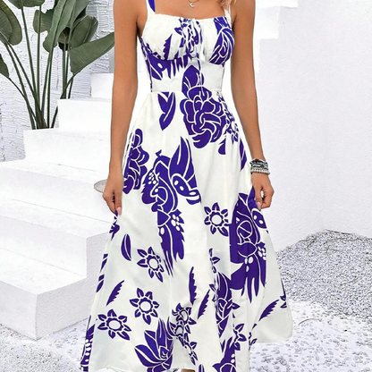 🥳SALDI 2026🥳💞Oltre 50.000 VENDUTI!🌼Abito floreale con spalline sottili – Schiena arricciata, linea ad A e leggero