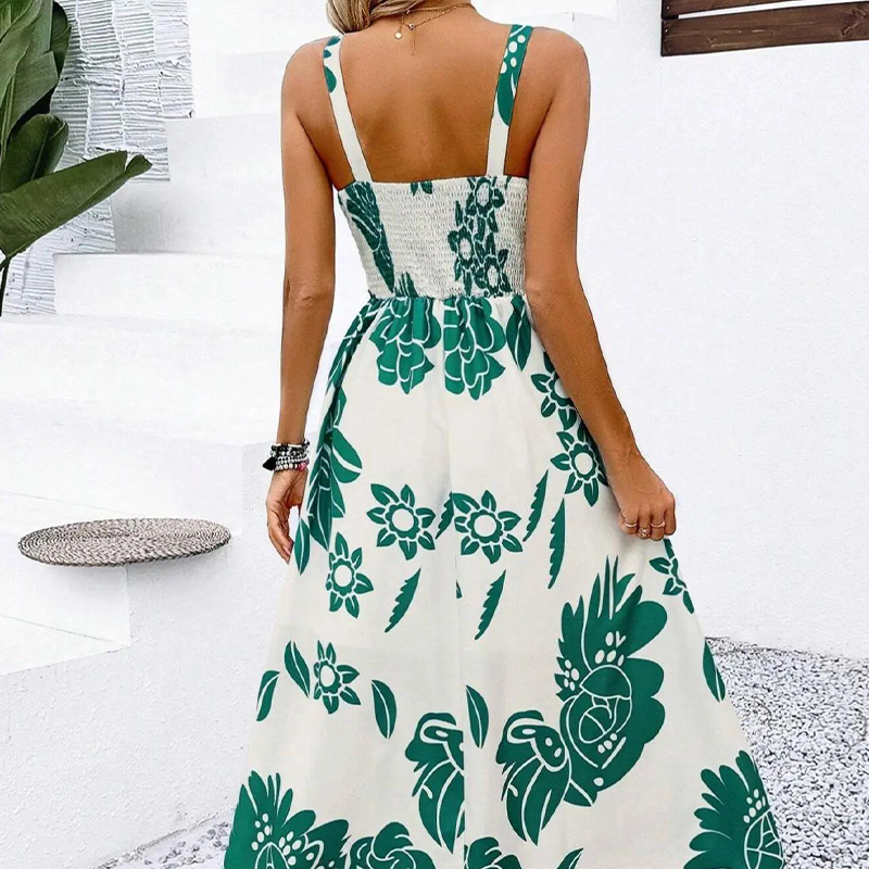 🥳SALDI 2026🥳💞Oltre 50.000 VENDUTI!🌼Abito floreale con spalline sottili – Schiena arricciata, linea ad A e leggero