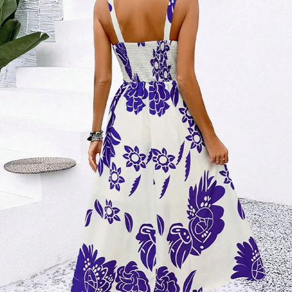 🥳SALDI 2026🥳💞Oltre 50.000 VENDUTI!🌼Abito floreale con spalline sottili – Schiena arricciata, linea ad A e leggero