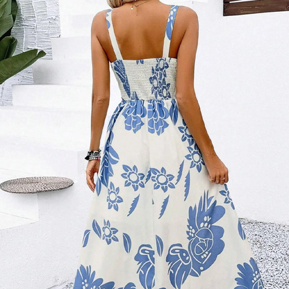 🥳SALDI 2026🥳💞Oltre 50.000 VENDUTI!🌼Abito floreale con spalline sottili – Schiena arricciata, linea ad A e leggero
