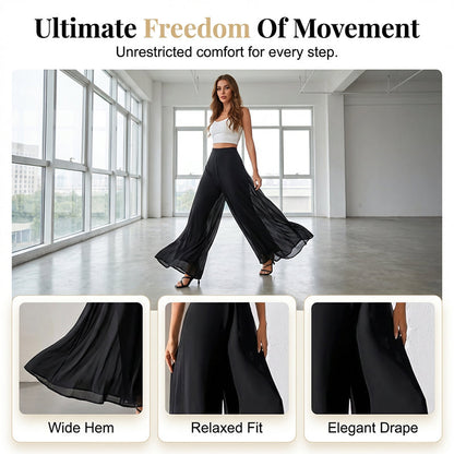 💃 SCONTO DEL 50% PER UN PERIODO LIMITATO! 👖 Pantaloni larghi da donna in chiffon – Tessuto fluido, taglio che valorizza la silhouette, eleganti per ogni occasione 🖤