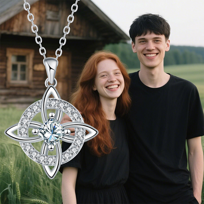 💎Collana con Ciondolo Scintillante per Donna | Nodo Celtico Simbolo di Amore Eterno 💞 | Zircone Cubico Scintillante ✨ | Catena Regolabile 45 + 5 cm 📏 | 12 Mesi e Colori 🎨